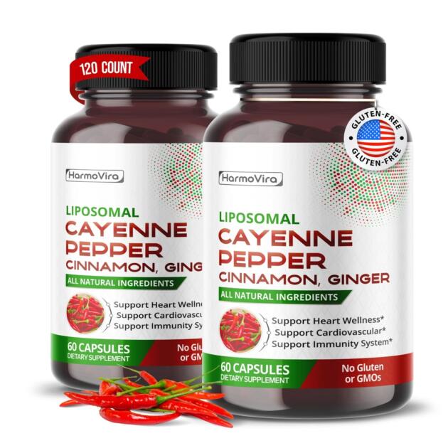 Liposomal Cayenne Pepper Cinnamon Ginger - Support Digestion Wellness, Immunity - 120-day Supply - Made in The USA