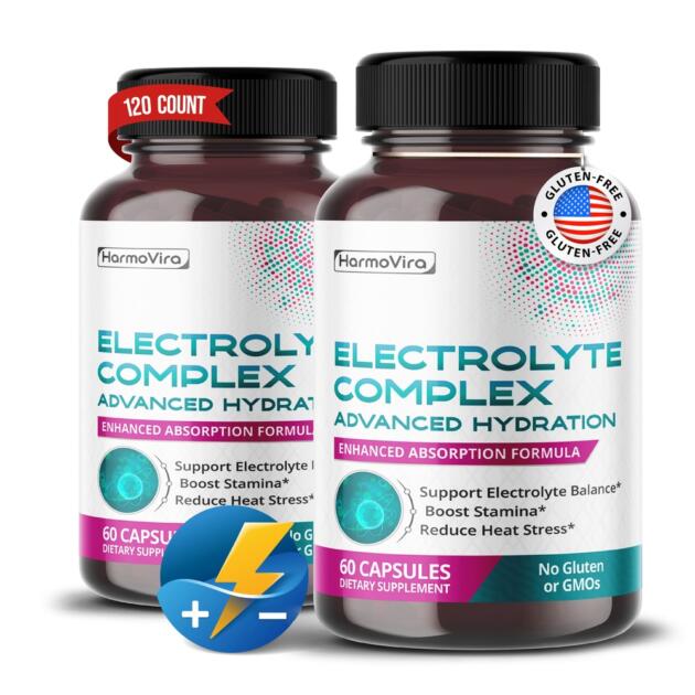 Electrolyte Complex - Advanced Hydration - Enhanced Absorption Formula - Support Electrolyte Balance - 120-day Supply - Made in The USA