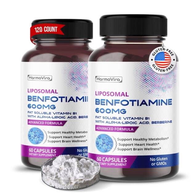 Benfotiamine (Fat-Soluble Vitamin B1) with Alpha-Lipoic Acid & Berberine – Advanced Formula – Supports Healthy Metabolism– 60 Capsules (Pack of 2) – Made in The USA