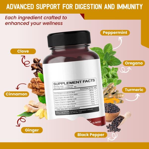 Liposomal Cloves with Cinnamon & Ginger – Advanced Formula – Supports Digestive Health, Immune System & Respiratory Wellness* – 60 Capsules (Pack of 2) – Made in The USA - Image 2