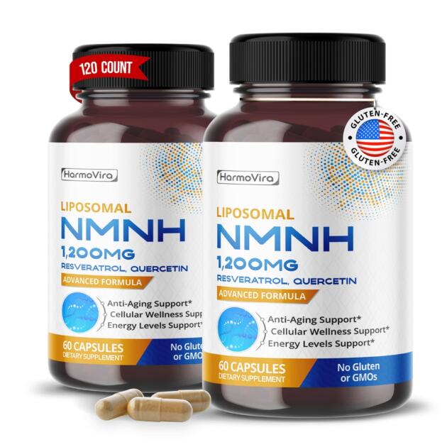 Liposomal NMNH 1,200MG with Resveratrol & Quercetin – Advanced Formula for Cellular Wellness & Vitality – 60 Capsules (Pack of 2) Non-GMO